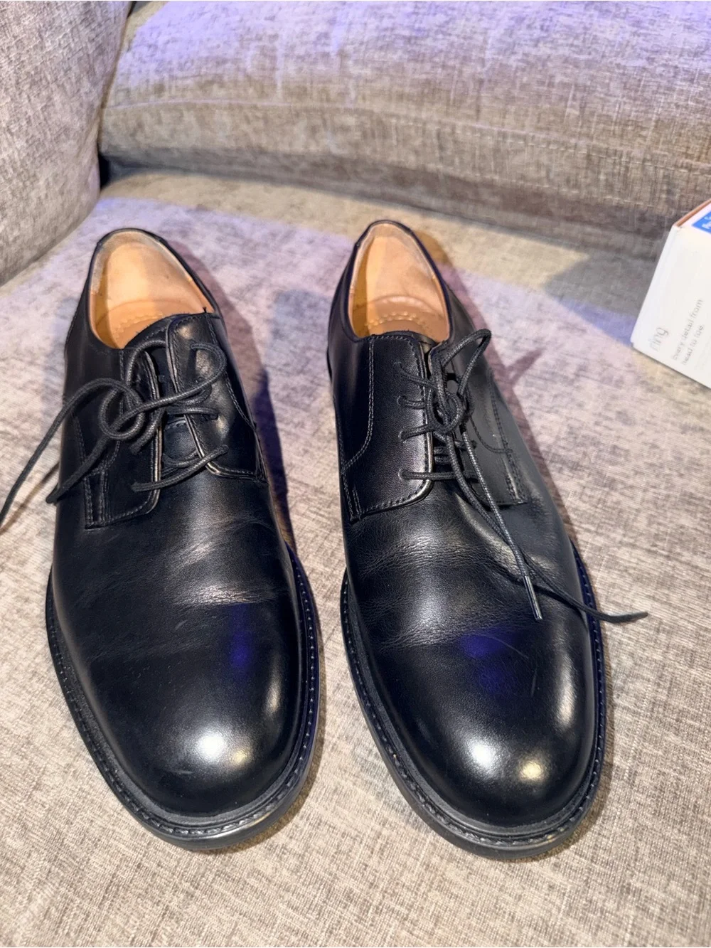 Johnston & Murphy Men’s Black Leather Plain Toe Derby Dress Shoes Size 10.5 M